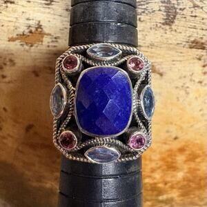 Nicky Butler Ring Size 9 Sterling Silver, Lapis, Blue Topaz and Sapphire